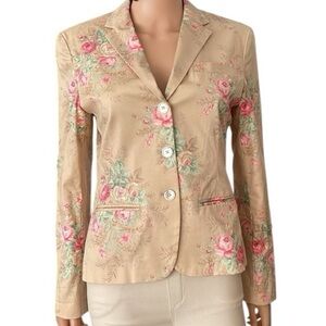 Vintage Lauren Ralph Lauren Floral Print Cotton Blazer Jacket Sz 6P